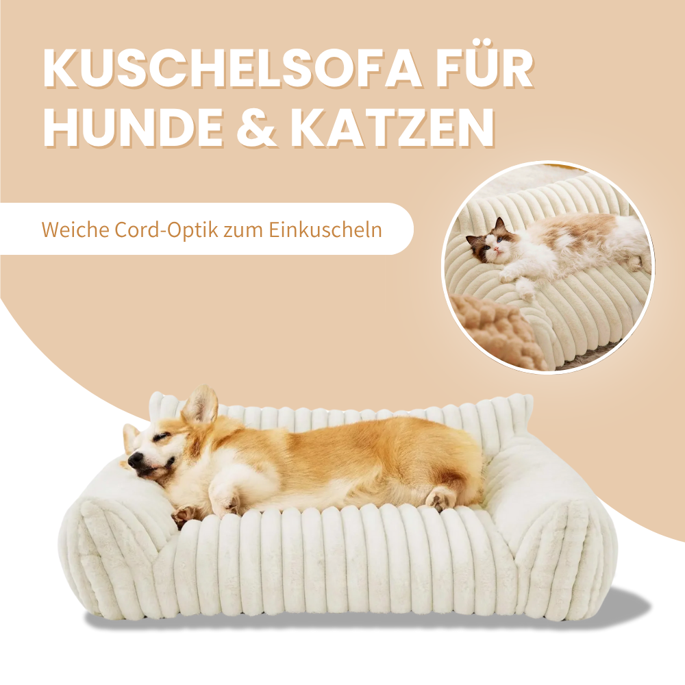 Kuschelsofa für Hunde und Katzen – Mit Rückenlehne für warmen Wohlfühl-Komfort