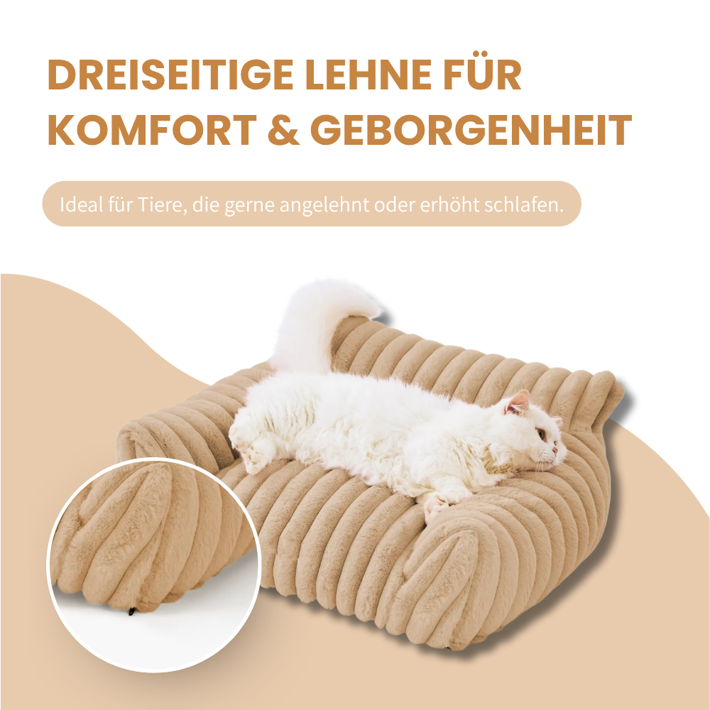 Kuschelsofa für Hunde und Katzen – Mit Rückenlehne für warmen Wohlfühl-Komfort