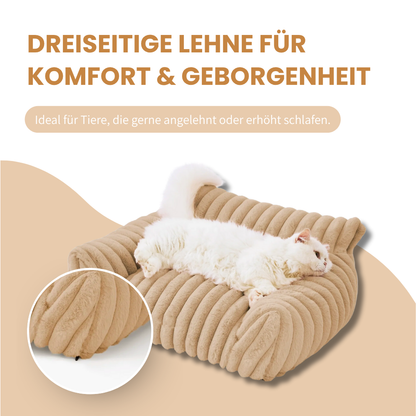 Kuschelsofa für Hunde und Katzen – Mit Rückenlehne für warmen Wohlfühl-Komfort