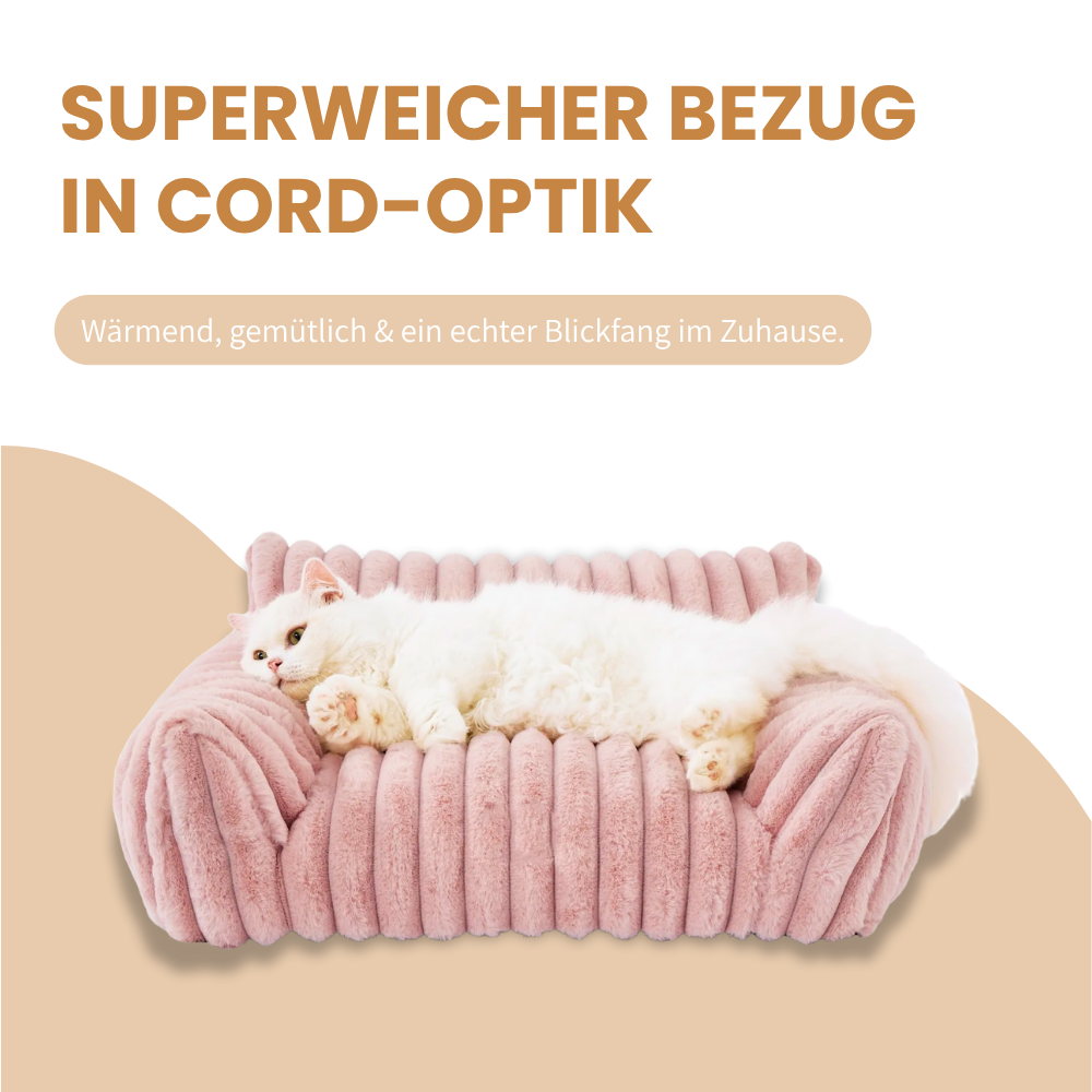 Kuschelsofa für Hunde und Katzen – Mit Rückenlehne für warmen Wohlfühl-Komfort