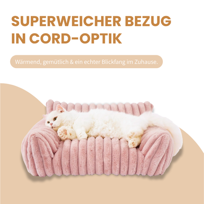 Kuschelsofa für Hunde und Katzen – Mit Rückenlehne für warmen Wohlfühl-Komfort