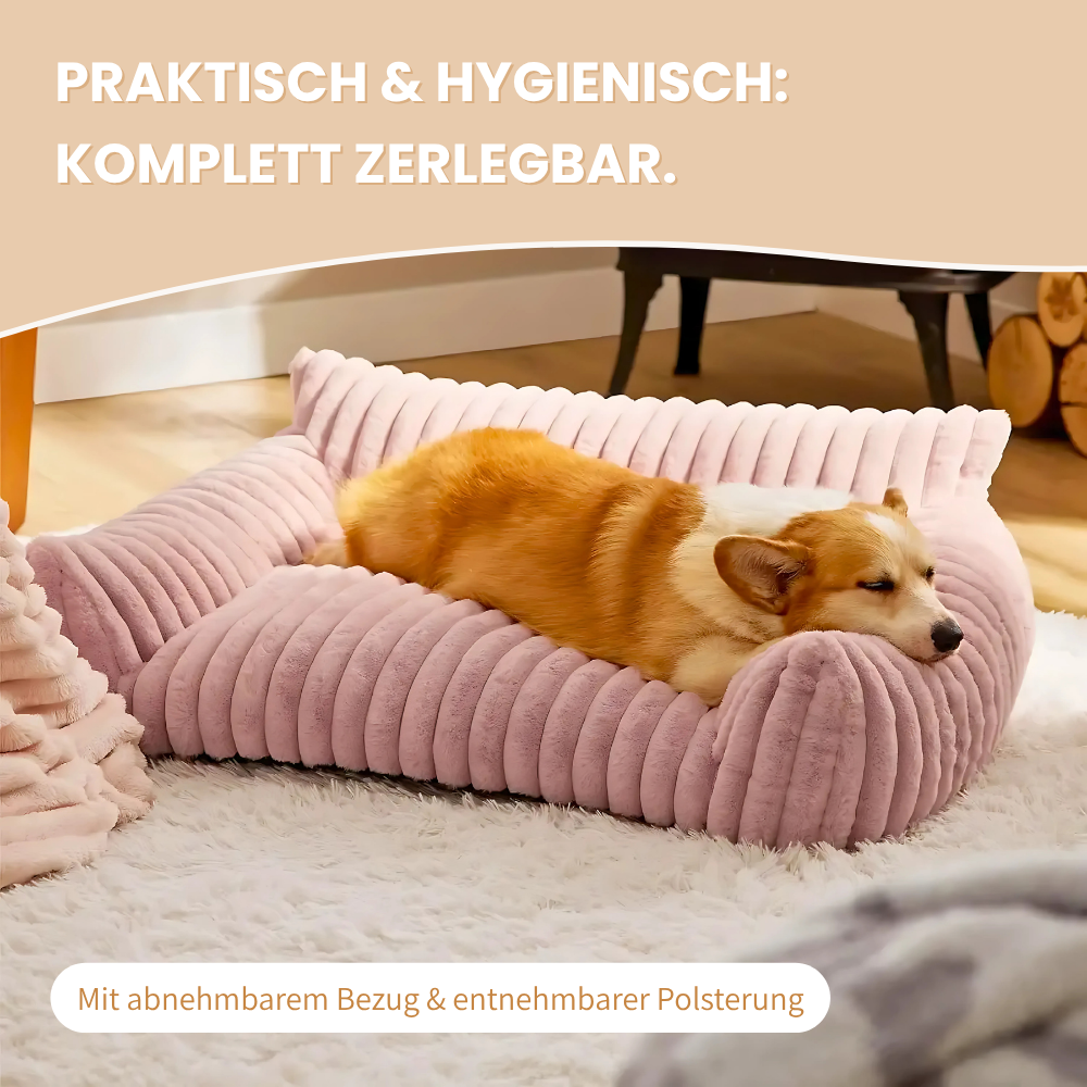 Kuschelsofa für Hunde und Katzen – Mit Rückenlehne für warmen Wohlfühl-Komfort