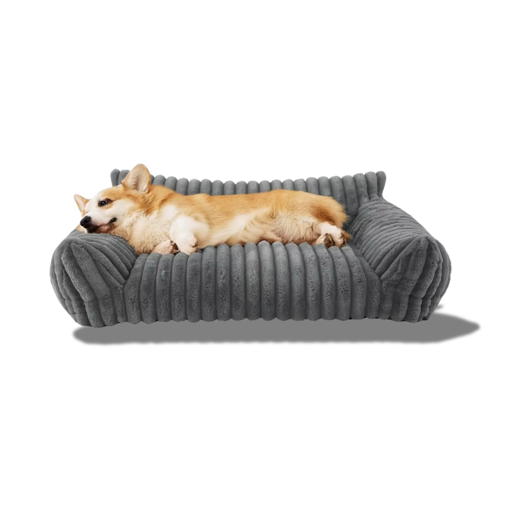 Kuschelsofa für Hunde und Katzen – Mit Rückenlehne für warmen Wohlfühl-Komfort
