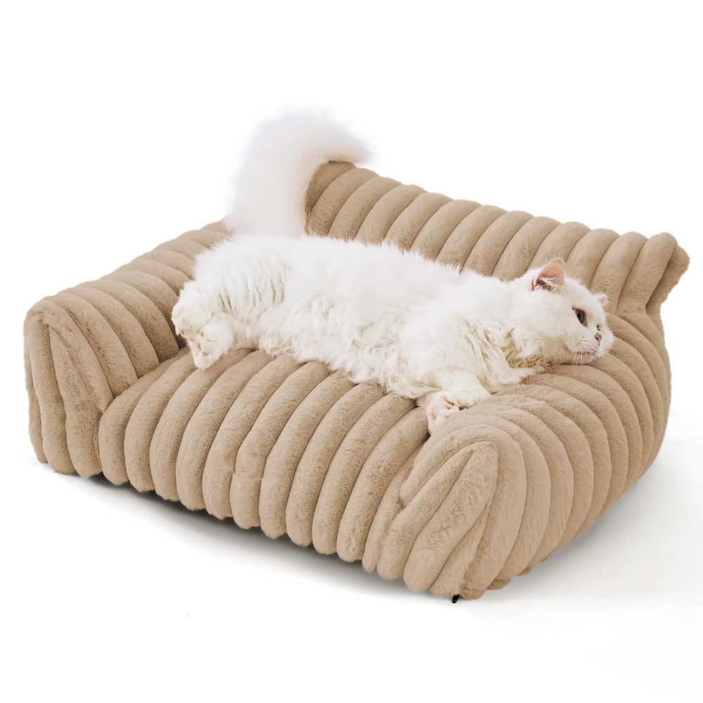 Kuschelsofa für Hunde und Katzen – Mit Rückenlehne für warmen Wohlfühl-Komfort
