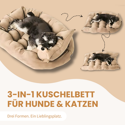 3-in-1 Kuschelbett für Tiere - Für jede Schlafposition geeignet