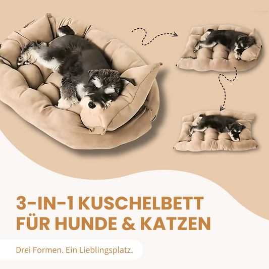 3-in-1 Kuschelbett für Tiere - Für jede Schlafposition geeignet