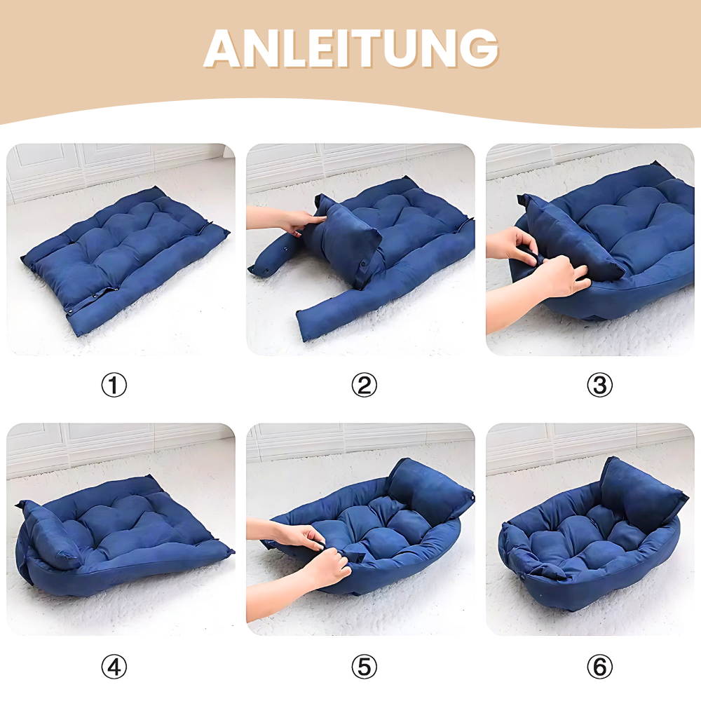 3-in-1 Kuschelbett für Tiere - Für jede Schlafposition geeignet