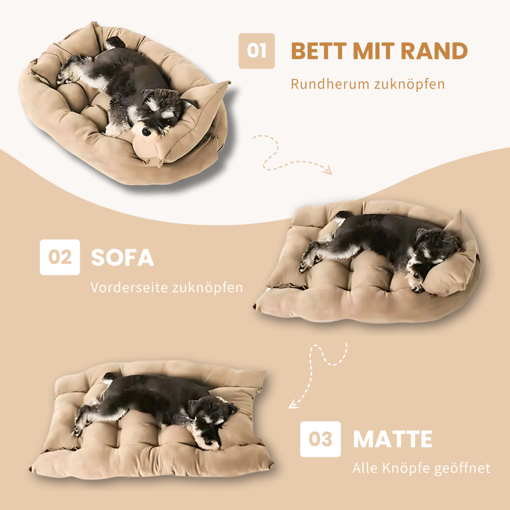 3-in-1 Kuschelbett für Tiere - Für jede Schlafposition geeignet