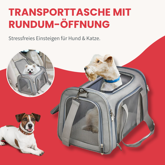 Transporttasche mit Rundum-Öffnung – Stressfreies Einsteigen für Hund & Katze