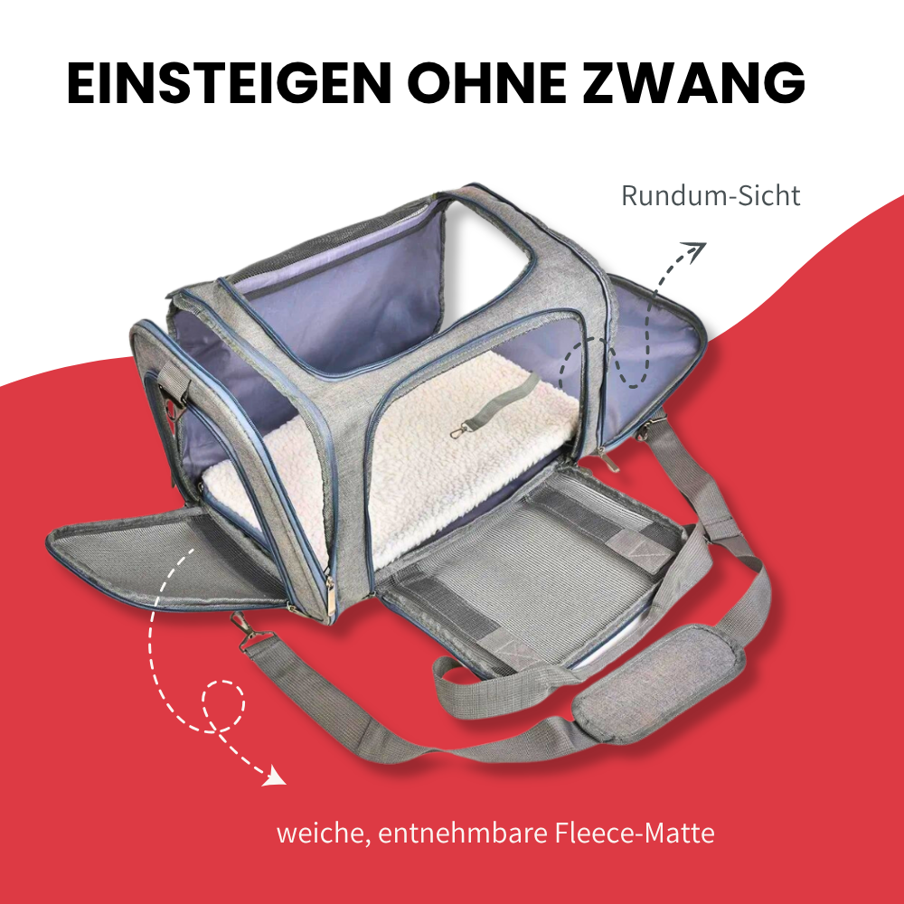 Transporttasche mit Rundum-Öffnung – Stressfreies Einsteigen für Hund & Katze
