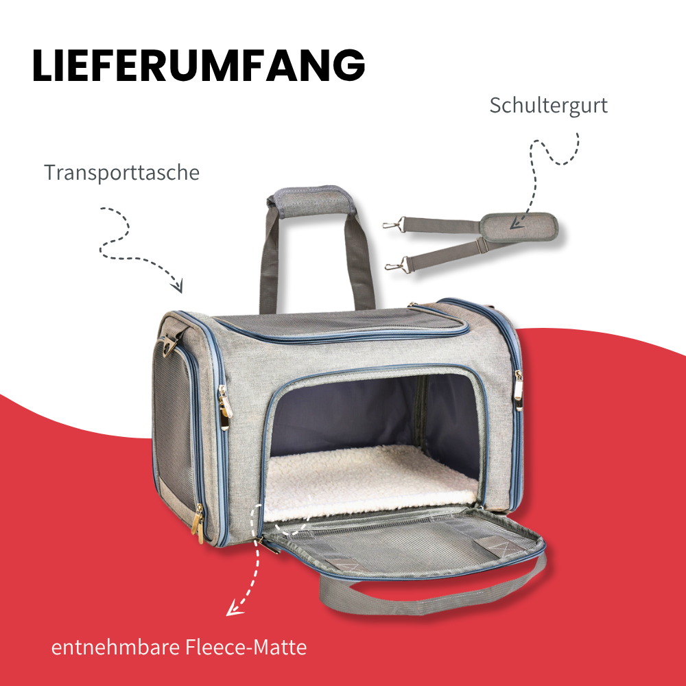 Transporttasche mit Rundum-Öffnung – Stressfreies Einsteigen für Hund & Katze