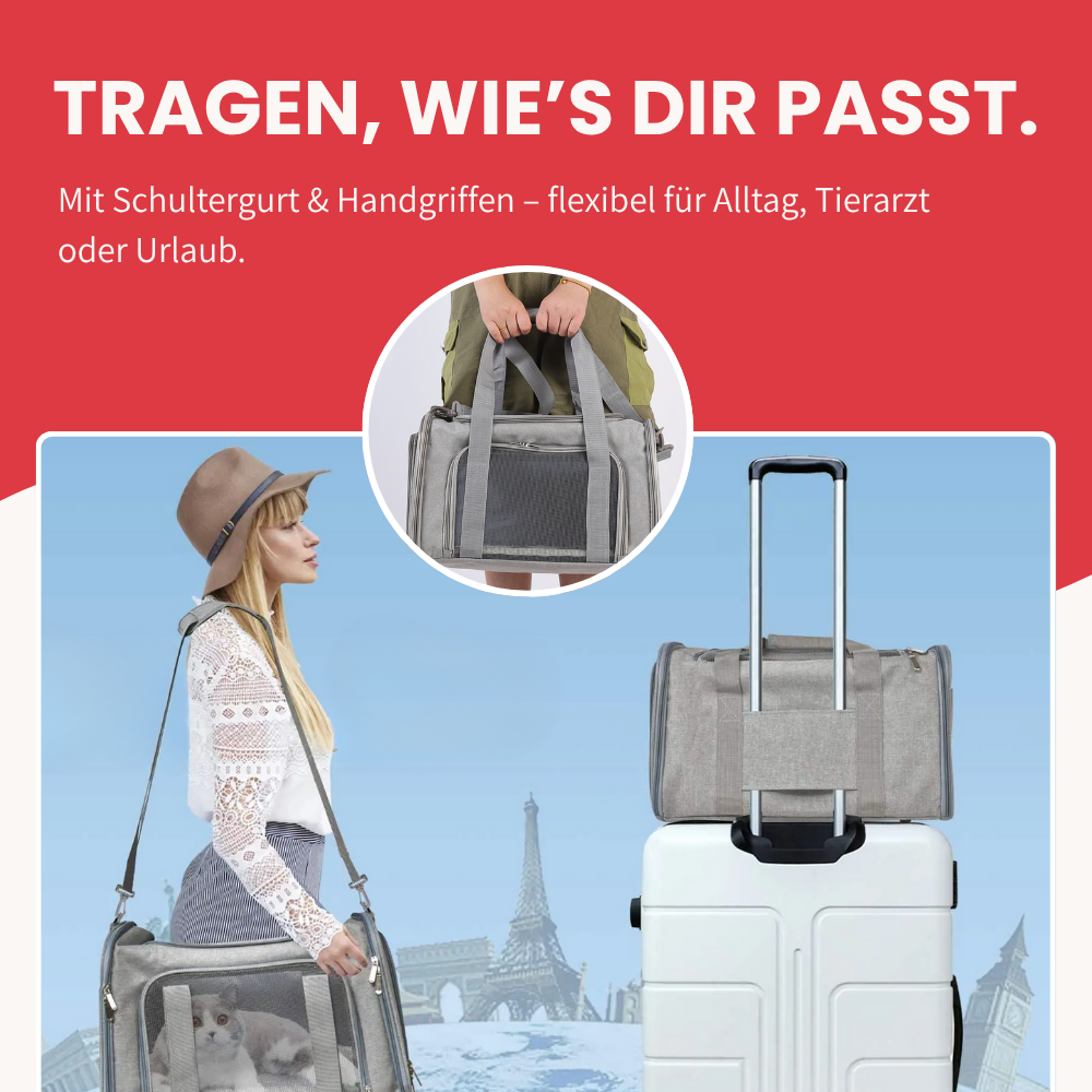 Transporttasche mit Rundum-Öffnung – Stressfreies Einsteigen für Hund & Katze